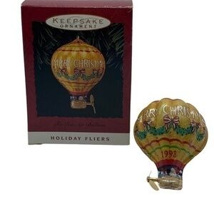 Hallmark Keepsake Vintage Tin Hot Air Balloon Christmas Ornament 1993 in Box